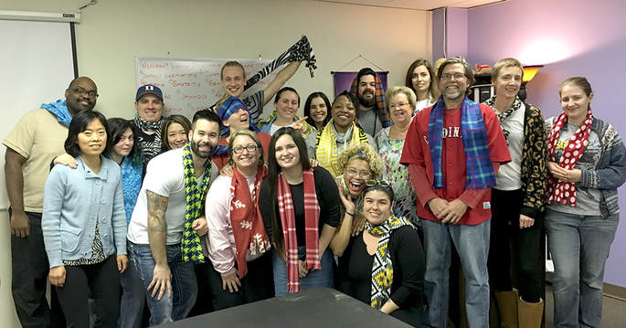 Business students with their scarves from Terrie